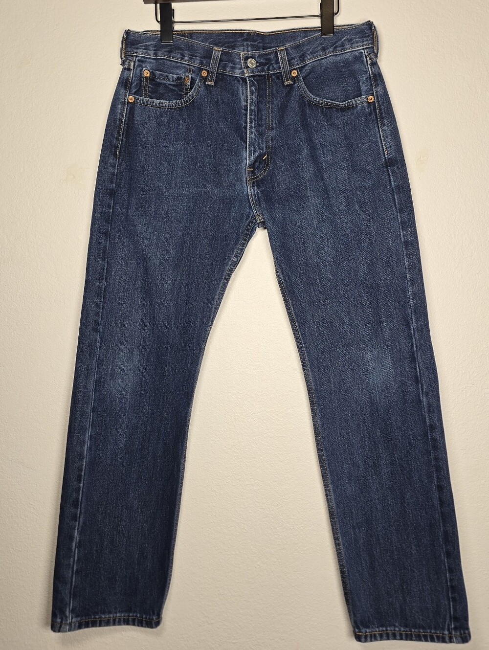 Levi's 505 Regular Fit Straight Leg Jeans Mens 32x29 Dark Wash Blue Denim Levis